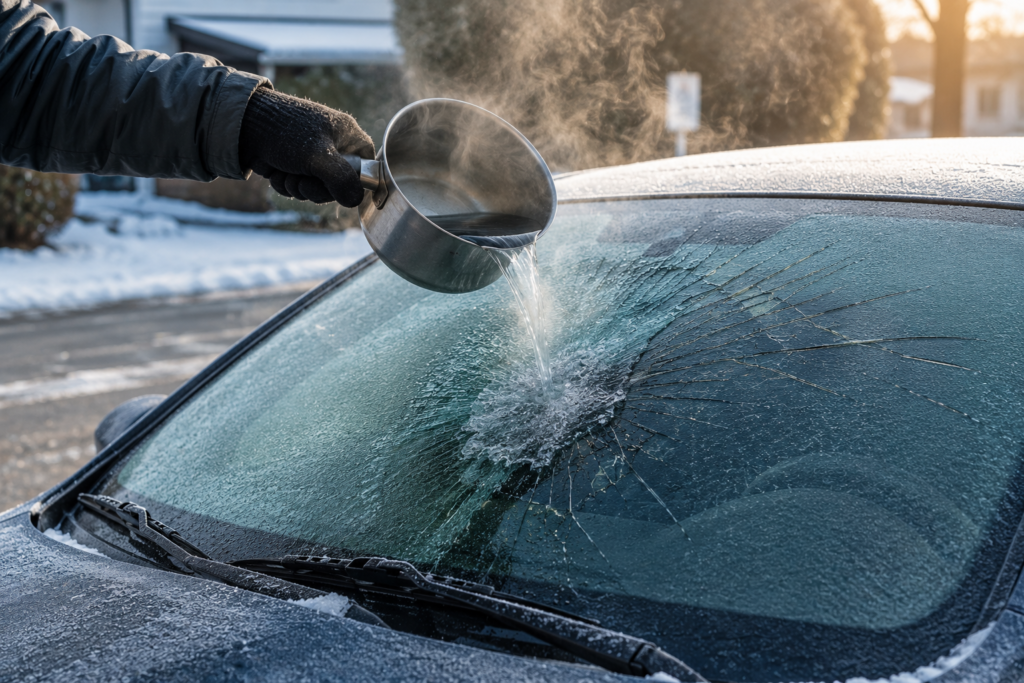 Frozen Windshields in Claymont Never Use Hot Water to De-Ice